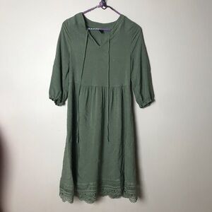 Shein green dress with lace fringe on hem. Size small